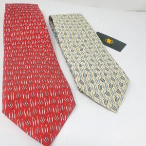 Hunting World 2 Pack Vintage Silk Ties 1 Red and 1 Tan New with tags